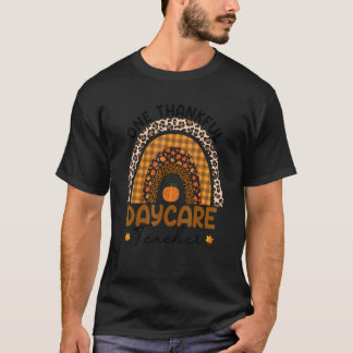 One Thankful Daycare Teacher Rainbow Leopard Thank T-Shirt