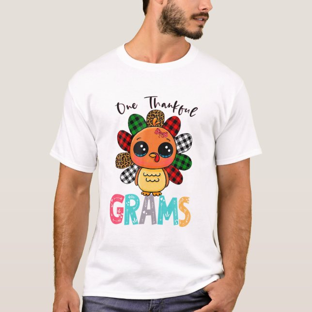 One Thankful Grams Türkei Familie Danksagungen T-Shirt (Vorderseite)
