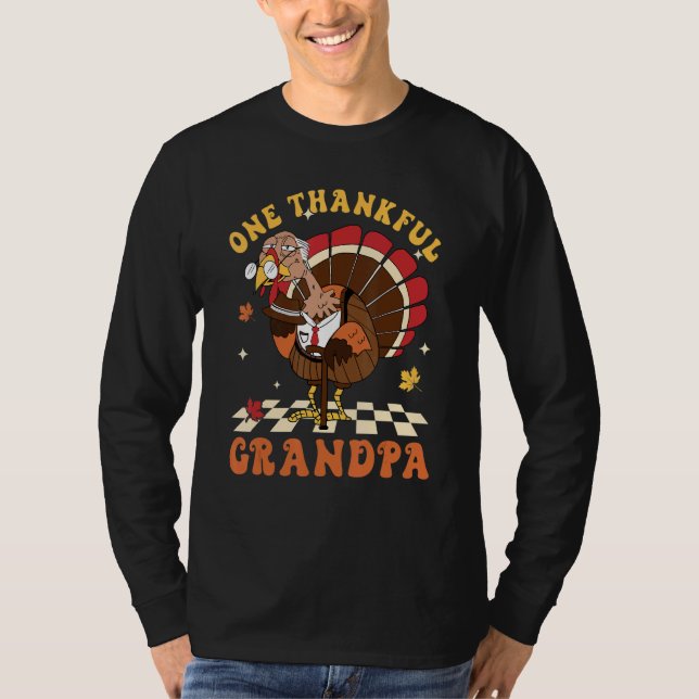 One Thankful Grandpa Turkey Autumn Fall Thanksgivi T-Shirt (Vorderseite)