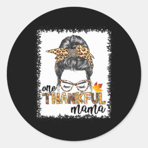 One Thankful Mama Fall Messy Bun Erntedank Wom Runder Aufkleber