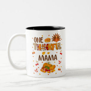 One Thankful Mama Mama Life Fall Vibes Erntedank Zweifarbige Tasse