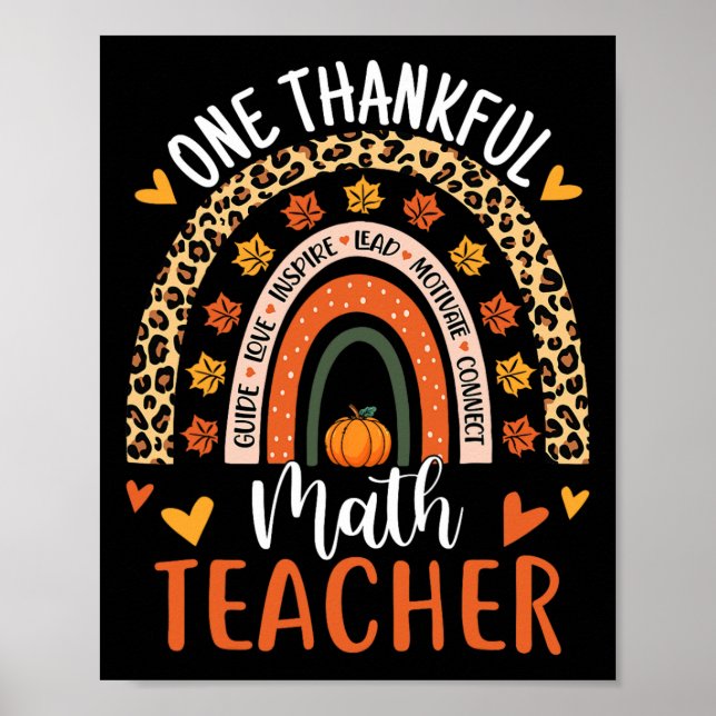 One Thankful Mathe Teacher Funny Erntedank Rainb Poster (Vorne)