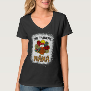 One Thankful Nana Bleach Turkey Leopard Thanksgivi T-Shirt