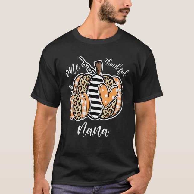 One Thankful Nana Leopard Pumpkin Grandma  Thanksg T-Shirt (Vorderseite)