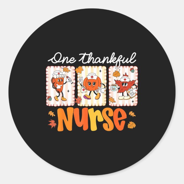 One Thankful Nurse Thanksgiving Turkey Day Nurse G Runder Aufkleber (Vorderseite)