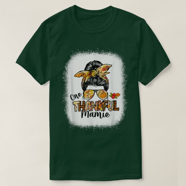 One Thankful Oma Messy Bun Women Fall Thanksgivi T-Shirt (Design vorne)