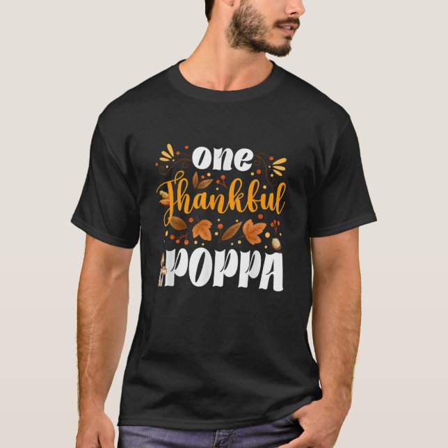 One Thankful Poppa Happy Thaksgiving Turkey Fall A T-Shirt (Vorderseite)
