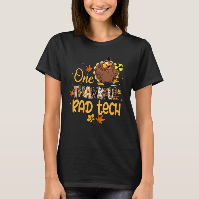 One Thankful Rad Tech Turkey Pilgrim Hat Thanksgiv T-Shirt (Vorderseite)