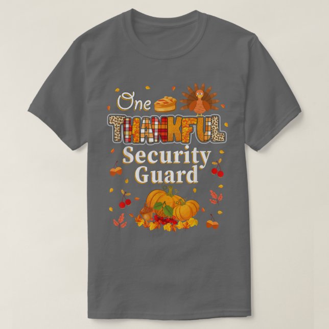 One Thankful Security Guard Fall Autumn Thanksgivi T-Shirt (Design vorne)