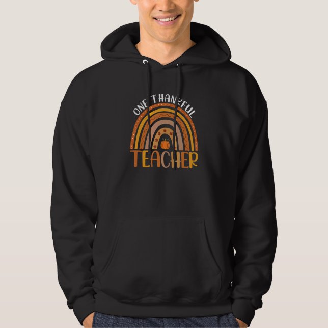 One Thankful Teacher Fall Rainbow Thanksgiving Tea Hoodie (Vorderseite)