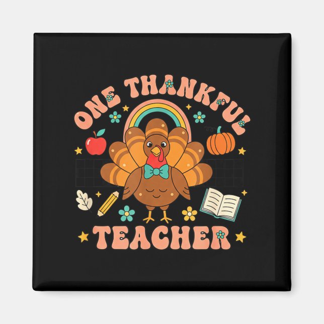 One Thankful Teacher Thanksgiving Turkey Cute Penc Magnet (Vorne)
