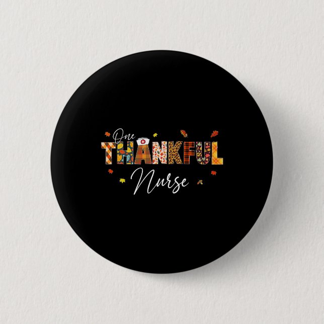 One Thanking Nurse Erntedank Day Leopard Kariert Button (Vorderseite)