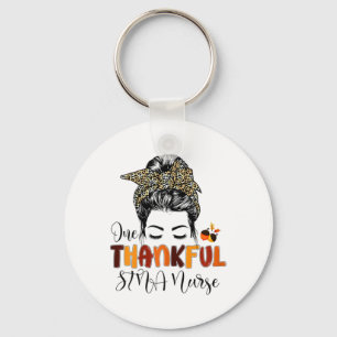 One Thanksgi Stna Nurse Messy Bun Leopard Schlüsselanhänger
