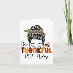 One Thanksgiv Nurse Messy Bun Leopard Karte