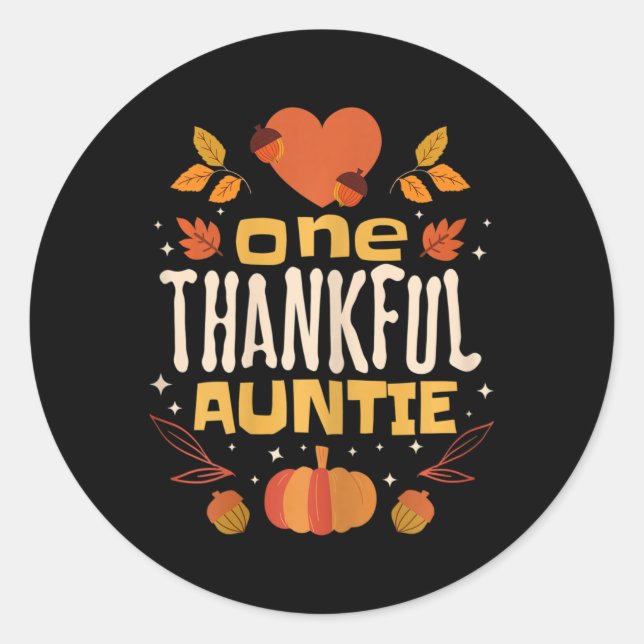 One Thanktie Fall Erntedank Tante Runder Aufkleber (Vorderseite)