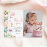 One the Sea First Birthday Flat Danke Karte<br><div class="desc">Einmal das Meer erste Geburtstagswohnung Danke Karte. Für eine persönliche Touch können Sie ein niedliches Foto Ihres kleinen auf der rechten Seite hinzufügen.</div>