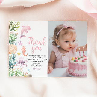 One the Sea First Birthday Flat Danke Karte