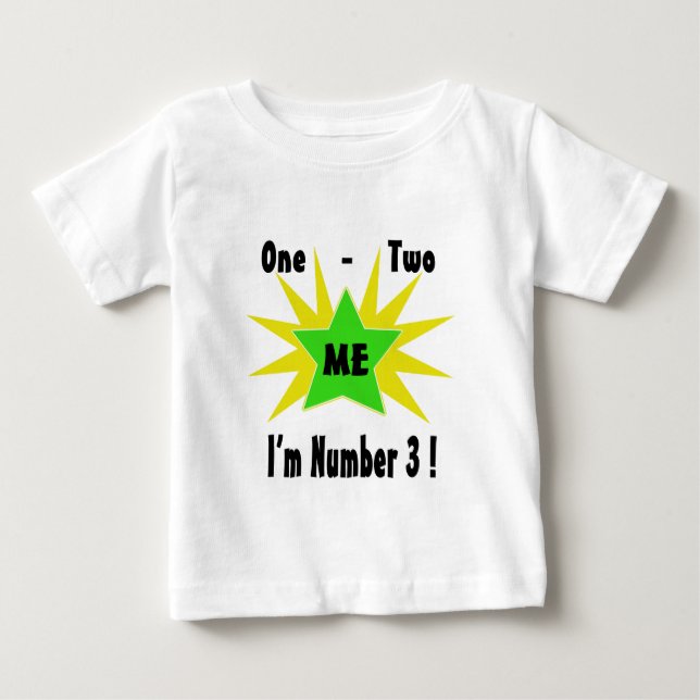 One Two Me Nummer 3 Baby T-shirt (Vorderseite)