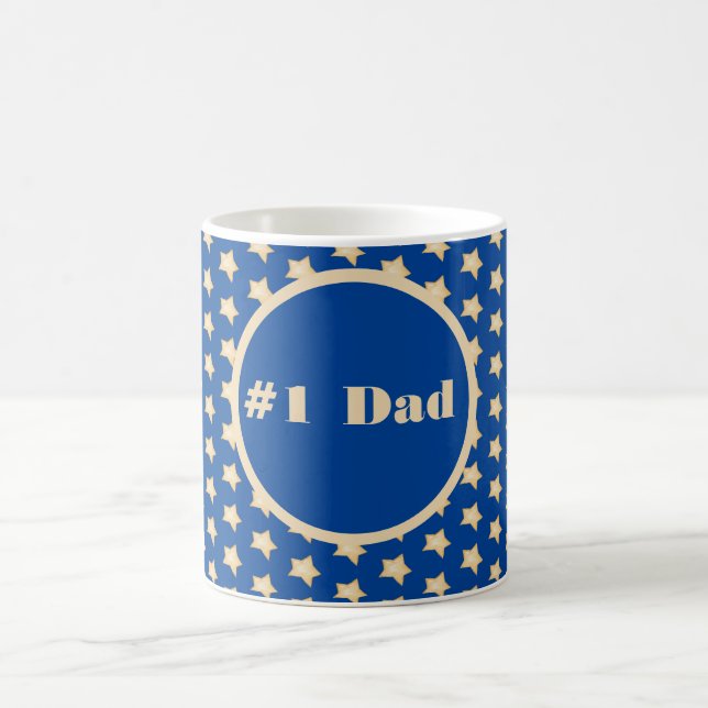#One Vater Simple Gold Star auf Blue Background Kaffeetasse (Mittel)