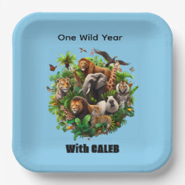 One Wild Year Boy's 1. Geburtstag Paper Plate Pappteller