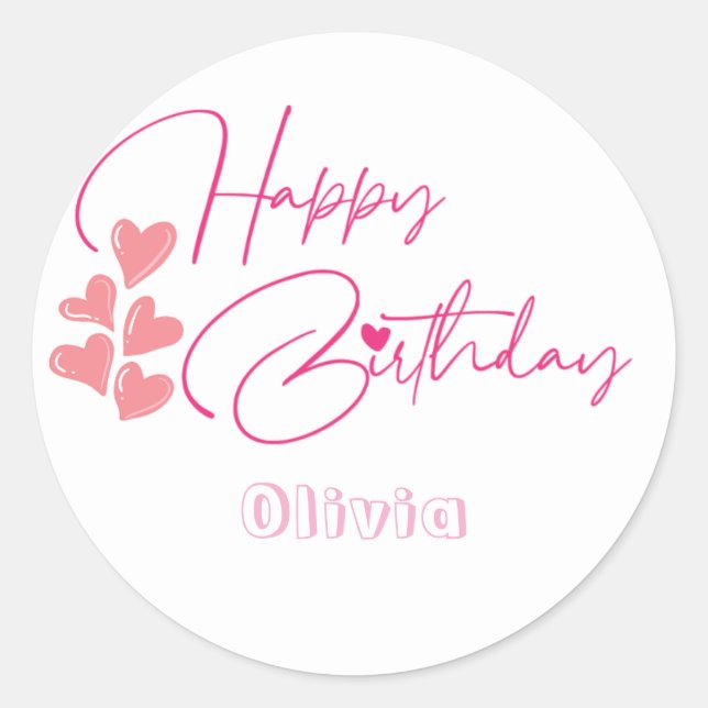 one year old birthday pink design  runder aufkleber (Vorderseite)