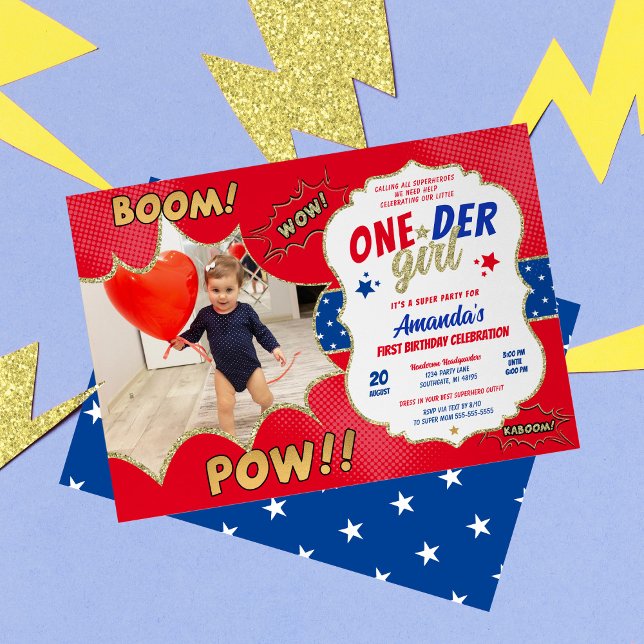 ONEder Girl First Birthday Foto Einladung (Von Creator hochgeladen)