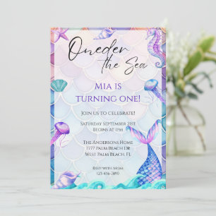 Oneder Sea 1st Mermaid Invitation Anniversaire