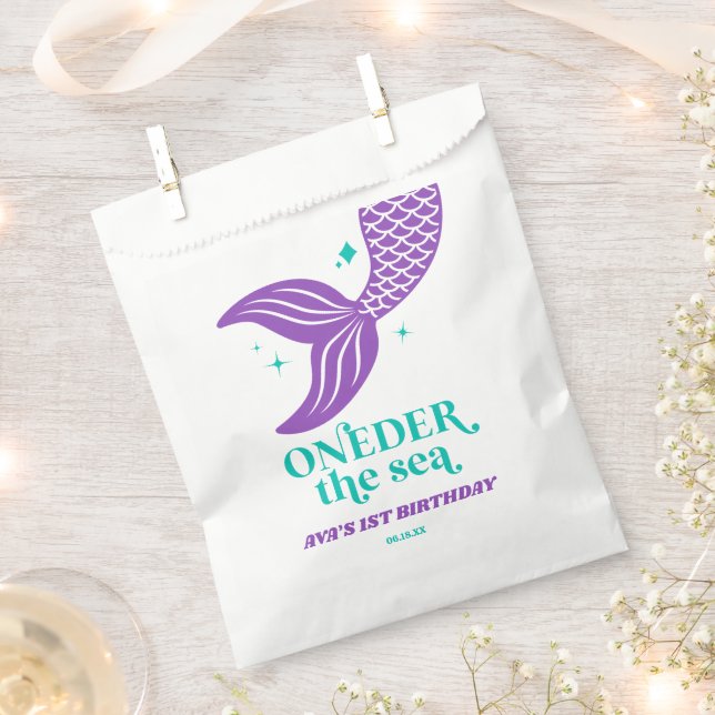 ONEder Sea Mermaid 1. Geburtstagsparty Geschenktütchen (Ausgeschnitten)