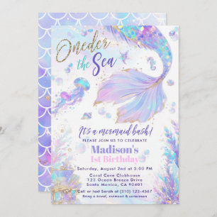 Oneder Sea Mermaid 1er anniversaire Invitation