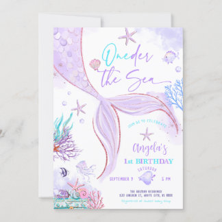 ONEder Sea Mermaid Lila Aquamariner Erster Geburts Einladung