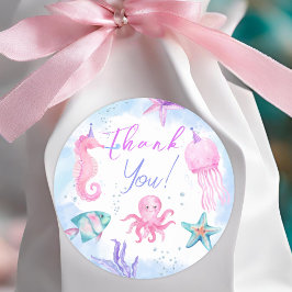 ONEder See | Meerjungfrau 1. Geburtstag Niedlicher Runder Aufkleber