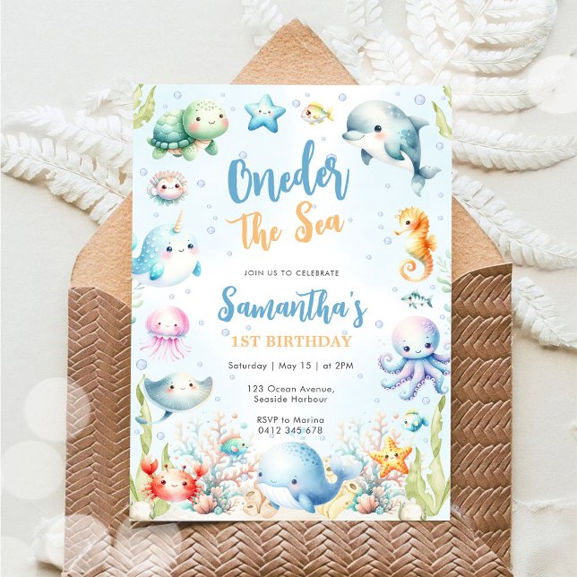 Oneder The Sea 1st Birthday Invitation Einladung (Von Creator hochgeladen)