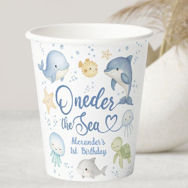 ONEder The Sea Boy 1st birthday Cute Ocean Pappbecher