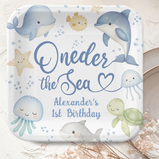 ONEder The Sea Boy 1st Birthday Cute Ocean Pappteller (Von Creator hochgeladen)