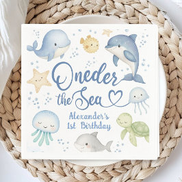 ONEder The Sea Boy 1st birthday Cute Ocean  Serviette