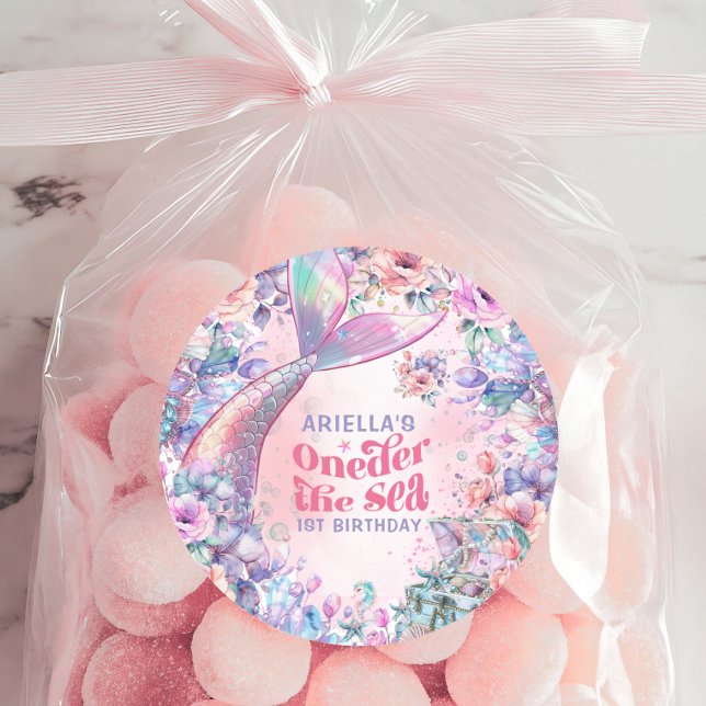 Oneder The Sea Flower Glitter Mermaid Tail  Runder Aufkleber (Von Creator hochgeladen)