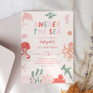 Oneder the Sea Girl 1. Geburtstag Party Einladung