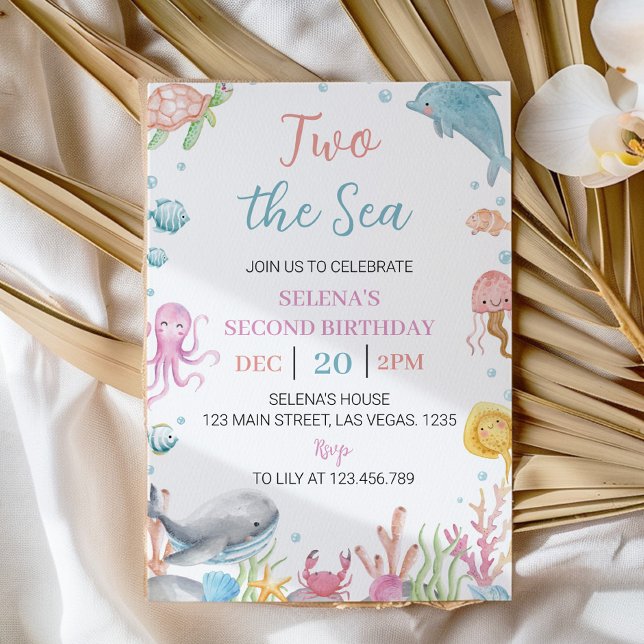 Oneder The Sea Pastel Invitation du 2e anniversair (Créateur téléchargé)