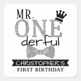 ONEderful 1st Birthday Gastgeschenk Quadratischer Aufkleber