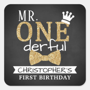 ONEderful 1st Birthday Gastgeschenk Quadratischer Aufkleber