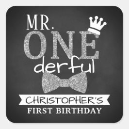 ONEderful 1st Birthday Gastgeschenk Quadratischer Aufkleber
