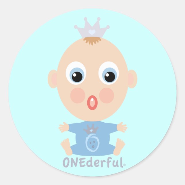 ONEderful BABY Face - blau Runder Aufkleber (Vorderseite)