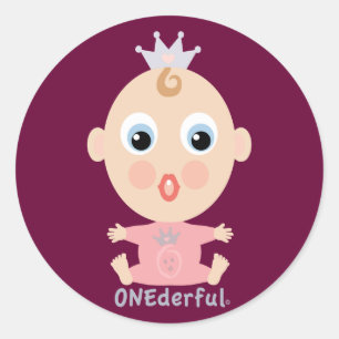 ONEderful BABY Gesicht - Rosa Runder Aufkleber