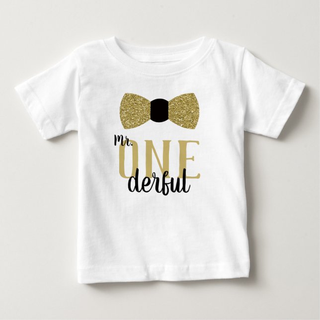 ONEderful Birthday Shirt in Black and Imitats Gold (Vorderseite)
