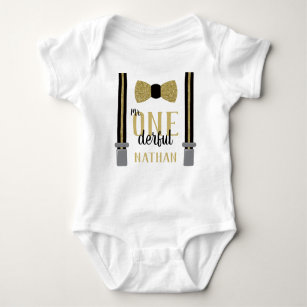 ONEderful Birthday Shirt in Black and Imitats Gold