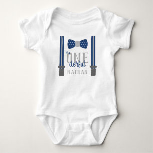 ONEderful Birthday Shirt in Blue and Gray