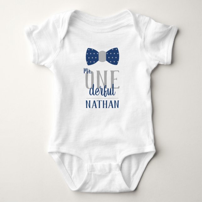 ONEderful Birthday Shirt in Blue and Gray (Vorderseite)