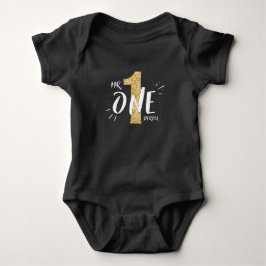 Onederful Birthday Shirt Romper Boy Black Gold