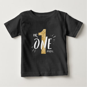 Onederful Birthday T - Shirt Boy Black Gold