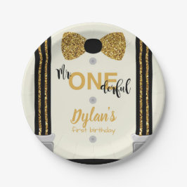 Onederful black and gold bow Krawatte Pappteller